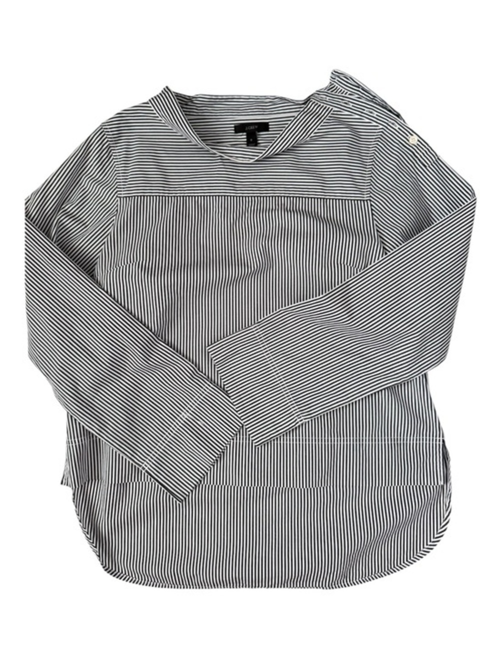 J.Crew Funnelneck Shirt Black White Stripe Size 8